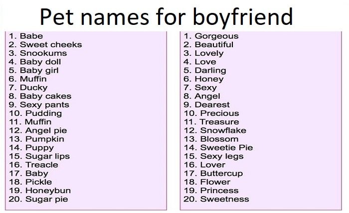 pet names for boyfriend